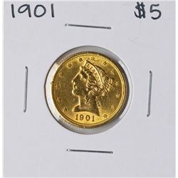 1901 $5 Liberty Head Half Eagle Gold Coin