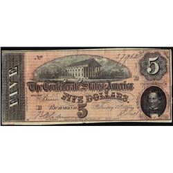 1864 $5 Confederate States of America Note