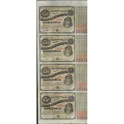 Uncut Sheet of (4) State of Louisiana Baby Bond Obsolete Notes