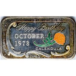 1973 Happy Birthday Enamel Silver Art Bar