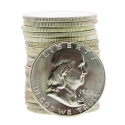 Roll of (20) Brilliant Uncirculated 1960 Franklin Half Dollar Coins