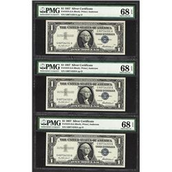 Lot of (3) Consec. 1957 $1 Silver Certificate Notes PMG Superb Gem Unc 68PPQ