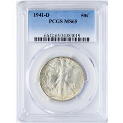 1941-D Walking Liberty Half Dollar Coin PCGS MS65