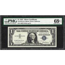 1957 $1 Silver Certificate Notes PMG Superb Gem Unc 69PPQ