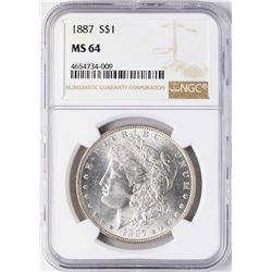 1887 $1 Morgan Silver Dollar Coin NGC MS64