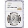 Image 1 : 1887 $1 Morgan Silver Dollar Coin NGC MS64