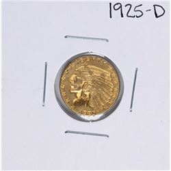 1925-D $2 1/2 Indian Head Quarter Eagle Gold Coin