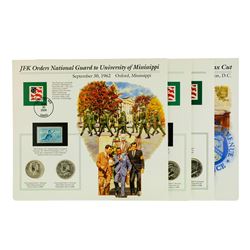 Group of (4) Kennedy Half Dollar Coin & Stamp Commemorative Sets