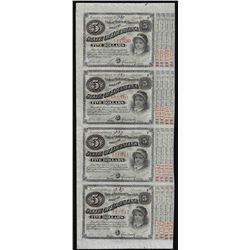 Uncut Sheet of (4) State of Louisiana Baby Bond Obsolete Notes