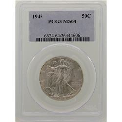 1945 Walking Liberty Half Dollar Coin NGC MS64
