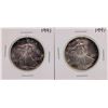 Image 1 : Lot of (2) 1991 $1 American Silver Eagle Coins