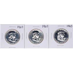 Lot of (3) 1963 Proof Franklin Half Dollar Coins