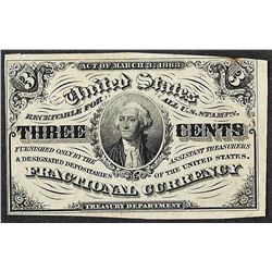 March 3, 1863 Three Cents Third Issue Fractional Currency Note