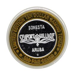 .999 Silver Crystal Casino Aruba $10 Casino Limited Edition Gaming Token