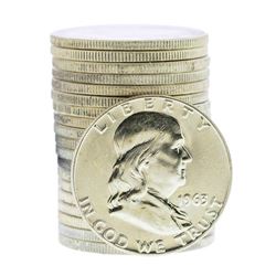 Roll of (20) Brilliant Uncirculated 1963-D Franklin Half Dollar Coins