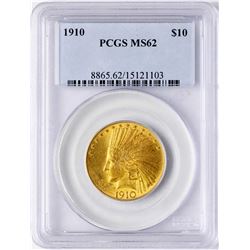 1910 $10 Indian Head Eagle Gold Coin PCGS MS62