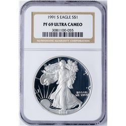 1991-S $1 Proof American Silver Eagle Coin NGC PF69 Ultra Cameo