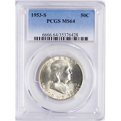 1953-S Franklin Half Dollar Coin PCGS MS64