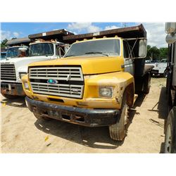 1985 FORD F700 FLATBED DUMP, VIN/SN:1FDNK74N6FVA11574 - S/A, DIESEL ENGINE, 5 SPEED 2 SPEED TRANS, G