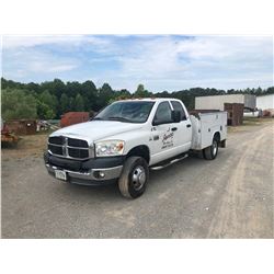 2007 DODGE 3500 SERVICE TRUCK, - QUAD CAB, A/T, 6.7L CUMMINS TURBO DIESEL ENGINE, ENGINE BRAKE, 9' R