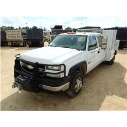 2006 CHEVROLET 3500 SERVICE TRUCK, VIN/SN:1GBJK33D46F187848 - 4X4, CREWCAB, DURAMAX DIESEL ENGINE, A