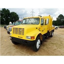 2000 INTERNATIONAL 4900 FLATBED TRUCK, VIN/SN:1HTSDAAR8YH223404 - S/A, CREW CAB, DT466E IHC, ALLISON