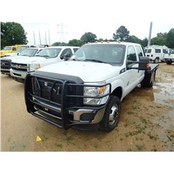 2014 FORD F350 FLATBED TRUCK, VIN/SN:1FD8W3HT8RRB51157 - 4X4, CREW CAB, POWER STROKE DIESEL ENGINE, 