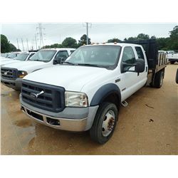 2006 FORD F550 FLATBED TRUCK, VIN/SN:1FDAW56976EB35858 - S/A, CREW CAB, FORD POWER STROKE DIESEL ENG
