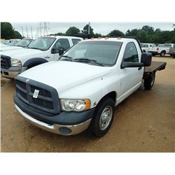 2003 DODGE RAM FLATBED TRUCK, VIN/SN:3D7KA26633G780224 - CUMMINS TURBO DIESEL ENGINE, A/T, 8' FLATBE