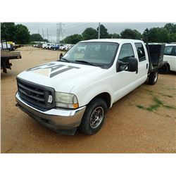 2004 FORD FLATBED TRUCK, VIN/SN:1FTNW20S24EA61506 - CREW CAB, GAS, A/T, FLATBED, HEADACHE RACK, TOOL