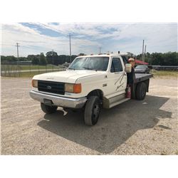 1988 FORD F350 FLATBED TRUCK, VIN/SN:JNA82225 - 4X4, DIESEL, 5 SPEED TRANS, 9' FLATBED (SELLING ABSE