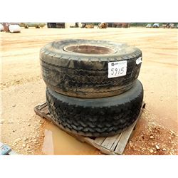 (2) 445/65R22.5 TIRES W/ALUM RIMS (A-2)