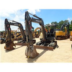 2012 VOLVO EC55C MINI EXCAVATOR, VIN/SN:00112423 - 4' STICK, 24" BUCKET, AUX HYD, CANOPY, METER READ