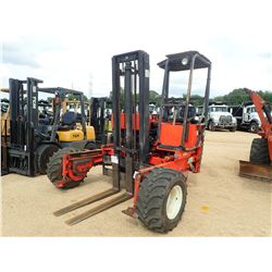 MOFFETT M5000 FORKLIFT, VIN/SN:5387 - 5,000# CAP, DOUBLE STAGE MAST, CANOPY, METER READING 921 HOURS