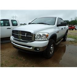 2008 DODGE RAM 2500 PICKUP, VIN/SN:3D7KS28A08G135732 - 4X4, CREW CAB, CUMMISN DIESEL ENGINE, A/T, OD