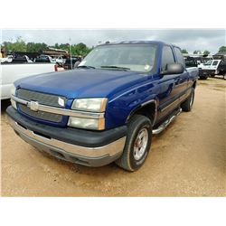 2004 CHEVROLET SILVERADO Z71 PICKUP, VIN/SN:1GCEK19T34E270237 - 4X4, EXT CAB, V8 GAS, A/T, ODOMETER 