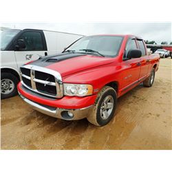 2004 DODGE RAM 1500 PICKUP, VIN/SN:1D7HA18D74S626772 - CREW CAB, V8, A/T, ODOMETER READING 363,686 M