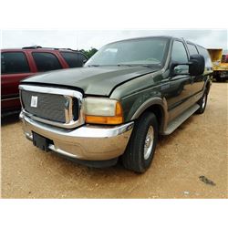 2000 FORD EXCURSION SUV, VIN/SN:YEA02271 - GAS, A/T, ODOMETER READING 119,768 MILES