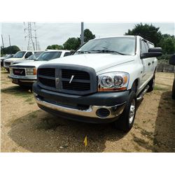 2006 DODGE RAM 2500 PICKUP, VIN/SN:LD7KS28D16J154103 - 4X4, CREW CAB, V8 GAS ENGINE, A/T, BED COVER,