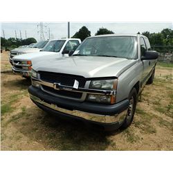 2004 CHEVROLET SILVERADO PICKUP, VIN/SN:2GCEC19V741135973 - EXT CAB, V8 GAS ENGINE, A/T
