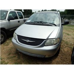 2001 CHRYSLER TOWN & COUNTRY LX1 MINI VAN, VIN/SN:2C8GP54L91R107873 - V6 GAS ENGINE, A/T, ODOMETER R