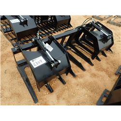 82" TINE GRAPPLE MANURE BRUSH/BUCKET, FITS SKID STEER LOADER (B5)