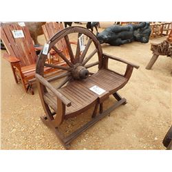 TEAK WAGON WHEEL BENCH (C-6)
