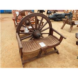 TEAK WAGON WHEEL BENCH (C-6)
