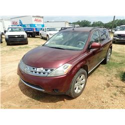 2007 NISSAN MURANO VIN/SN:JN8AZ08T47W500148 - V6 GAS, A/T, ODOMETER READING 122,654 MILES