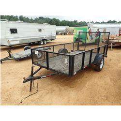 UTILITY TRAILER, - S/A, 12' LENGTH, SIDES, REAR LOAD GATE