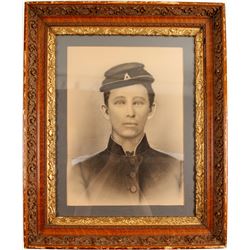 Framed Charcoal Civil War Soldier   (89153)