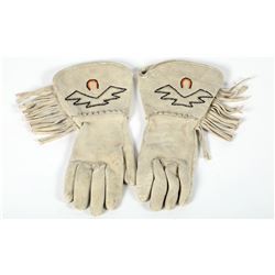 Large Buckskin Gloves, Beaded  (87506)