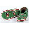 Image 1 : Northern Plains Green Beaded Funeral Moccasins  (87511)