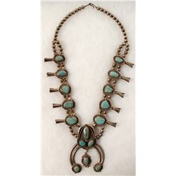 Navajo Turquoise Squash Blossom Necklace  (90667)